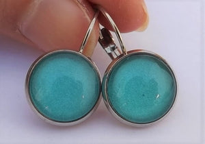 Plain Teal Blue - Dome Earrings