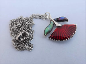 Pohutukawa Flower, Silver Tone Pendant Necklace