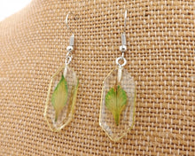 Load image into Gallery viewer, Pressed Leaf in Clear Acrylic Earrings
