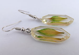 Pressed Leaf in Clear Acrylic Earrings