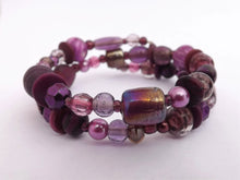 Load image into Gallery viewer, Purple Beads Memory Wire Bracelet
