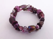 Load image into Gallery viewer, Purple Beads Memory Wire Bracelet
