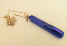 Load image into Gallery viewer, Purple Blue Dichroic Glass Pendant on Sterling Silver Chain
