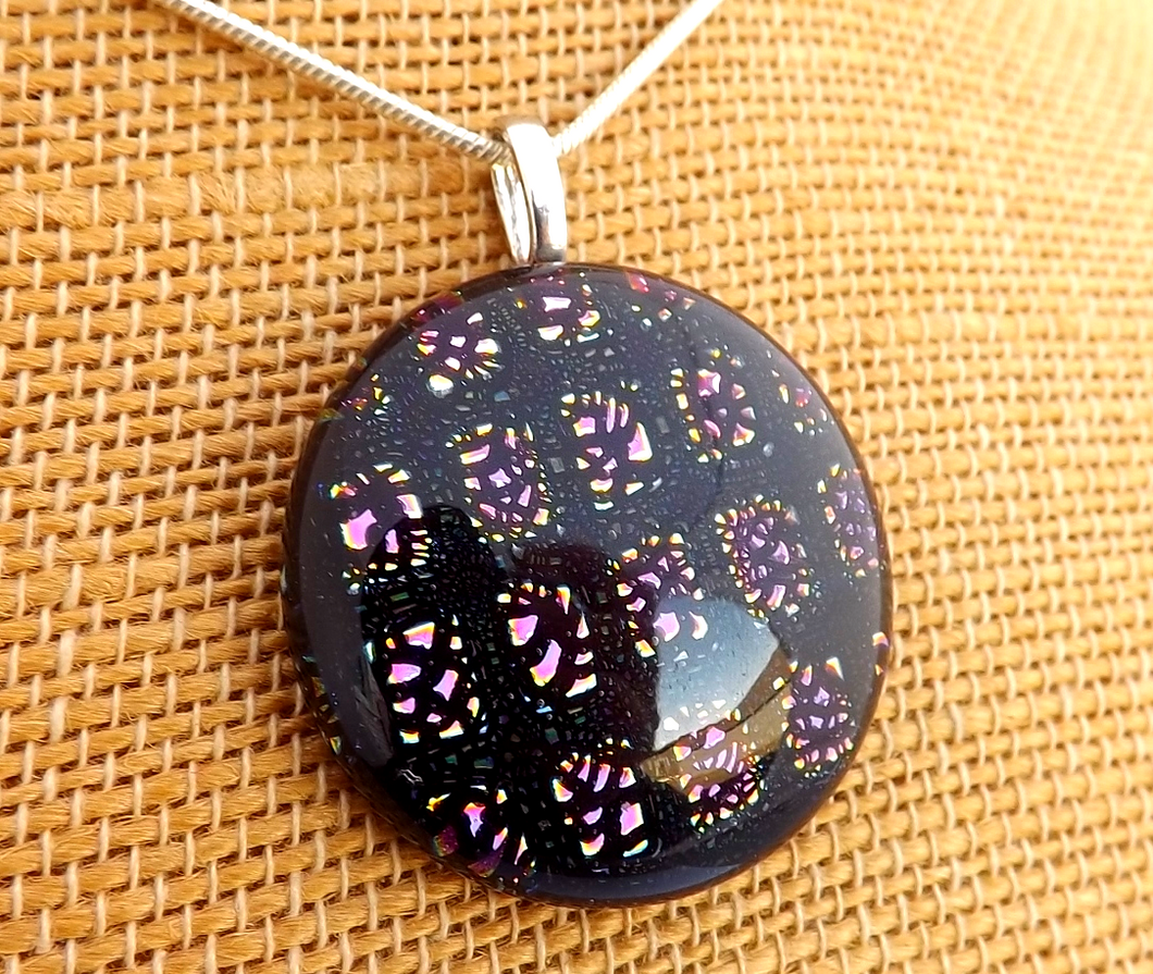 Purple Checkered Dichroic Pendant on Chain