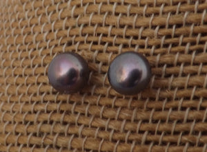 Purple Freshwater Pearl Stud Earrings