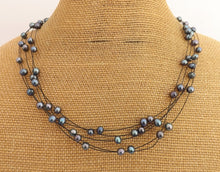 Load image into Gallery viewer, Purple Freshwater Pearl &amp; Black Cord Necklace with Magnetic Clasp
