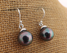 Load image into Gallery viewer, Purple Grey Crushed Seashell Pearl Earrings on Sterling Silver Hooks
