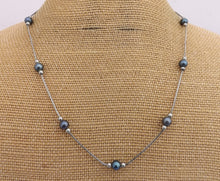 Load image into Gallery viewer, Purple Pearl Beads on Sterling Silver Chain Necklace
