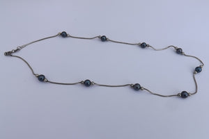 Purple Pearl Beads on Sterling Silver Chain Necklace