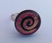 Load image into Gallery viewer, Pink &amp; Black Dichroic Spiral Ring (adjustable)
