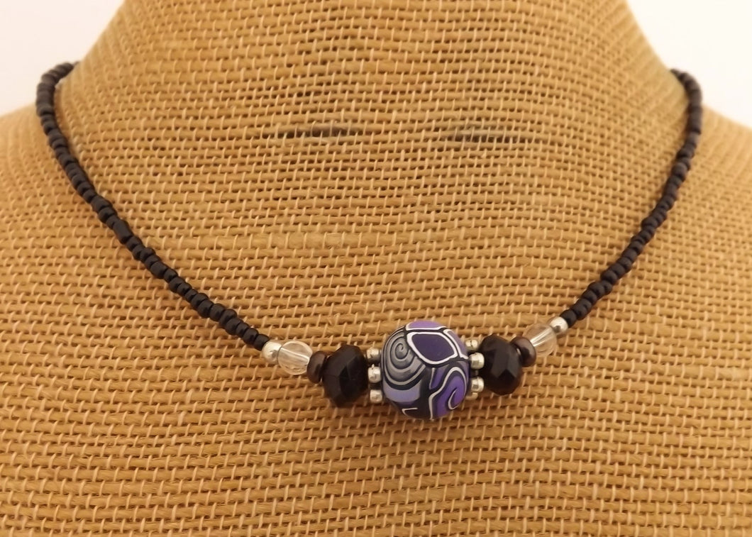 Purple & Black Mix Kathryn Design Handmade bead necklace