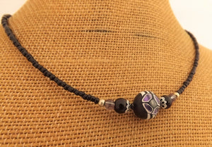 Purple, Black & White Kathryn Design Handmade bead necklace