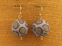 Load image into Gallery viewer, Purple, Black &amp; White Korus Chunky Kathryn Design Bead Earrings on Sterling Silver Hooks
