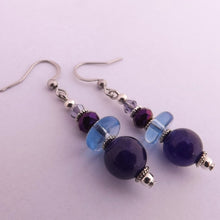 Load image into Gallery viewer, Purple &amp; Blue Handmade Glass Bead Earrings
