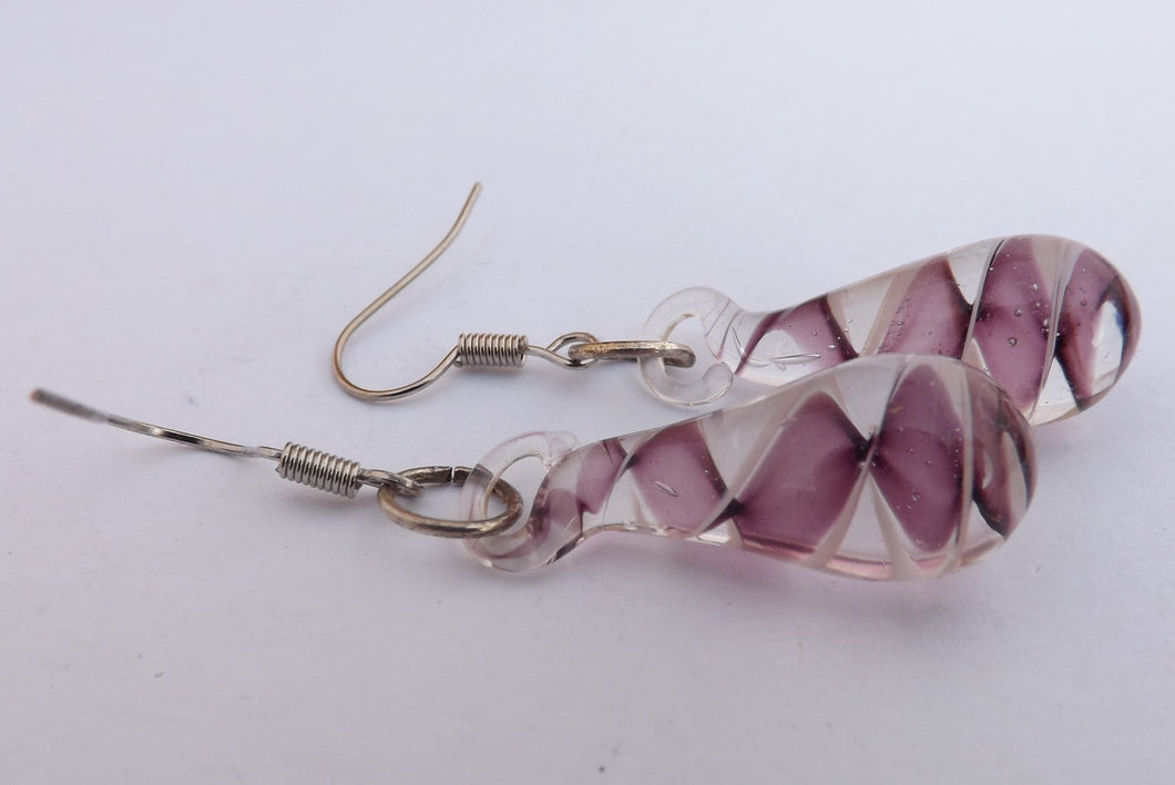 Purple & Clear Swirl Teardrop Earrings