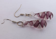 Load image into Gallery viewer, Purple &amp; Clear Swirl Teardrop Earrings
