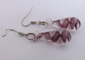Purple & Clear Swirl Teardrop Earrings