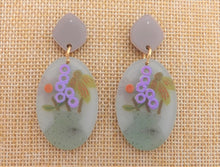 Load image into Gallery viewer, Purple, Grey, Green &amp; Orange Flowers in a Vase, Acrylic Earrings
