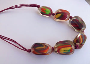 Purple & Orange Chunky Acrylic Bead Necklace