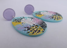 Load image into Gallery viewer, Purple, Pink, Blue &amp; Yellow Monstera Leaf Acrylic Earrings
