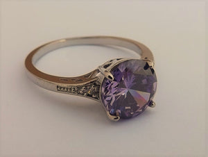 Purple & Silver Tone Bling Ring (size 11)