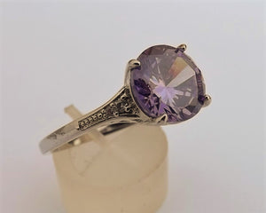 Purple & Silver Tone Bling Ring (size 11)