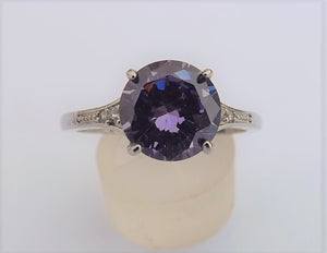 Purple & Silver Tone Bling Ring (size 11)