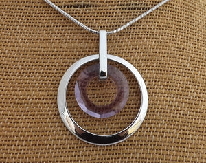 Silver Tone Round Drop Pendant Necklace (4x colour options)