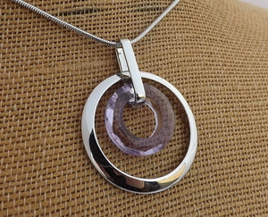 Silver Tone Round Drop Pendant Necklace (4x colour options)