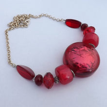 Load image into Gallery viewer, Red Acrylic Handmade Bead Necklace with Chain
