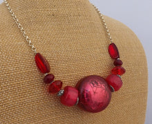 Load image into Gallery viewer, Red Acrylic Handmade Bead Necklace with Chain
