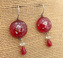 Load image into Gallery viewer, Red Art Glass Bead Drop Earrings
