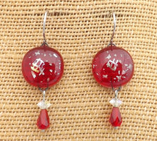 Load image into Gallery viewer, Red Art Glass Bead Drop Earrings
