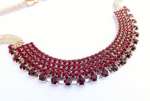 Red Diamantes & Silver Tone Collar Necklace