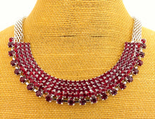 Load image into Gallery viewer, Red Diamantes &amp; Silver Tone Collar Necklace
