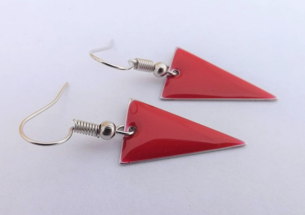 Red Enamel Style Drop Earrings