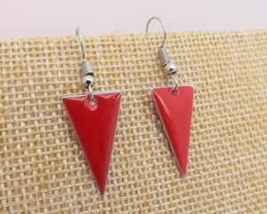 Red Enamel Style Drop Earrings