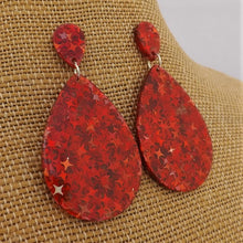 Load image into Gallery viewer, Red Glitter &amp; Clear Acrylic Earrings
