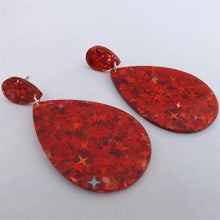 Load image into Gallery viewer, Red Glitter &amp; Clear Acrylic Earrings
