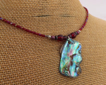 Load image into Gallery viewer, Red  Handmade Paua Shell &amp; Bead Necklace
