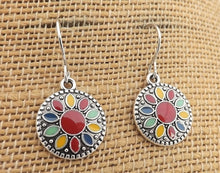 Load image into Gallery viewer, Red Round Dotted Tear Drop Earrings
