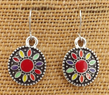 Load image into Gallery viewer, Red Round Dotted Tear Drop Earrings
