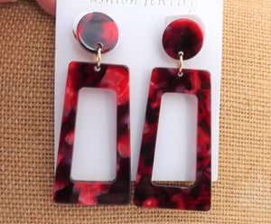 Acrylic Rectangle Drop Earrings (multiple colour options)