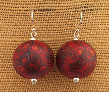 Load image into Gallery viewer, Red &amp; Black Handmade Kathryn Design Bead Earrings on Sterling Silver Hooks

