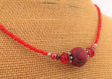 Load image into Gallery viewer, Red &amp; Black Kathryn Design Handmade Bead necklace
