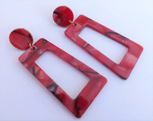 Acrylic Rectangle Drop Earrings (multiple colour options)