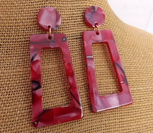 Acrylic Rectangle Drop Earrings (multiple colour options)