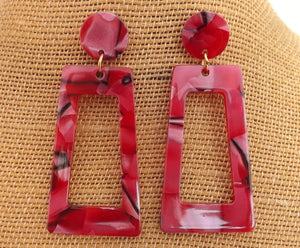 Acrylic Rectangle Drop Earrings (multiple colour options)