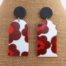 Load image into Gallery viewer, Red, Black  &amp; White Floral Acrylic Earrings

