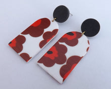 Load image into Gallery viewer, Red, Black  &amp; White Floral Acrylic Earrings
